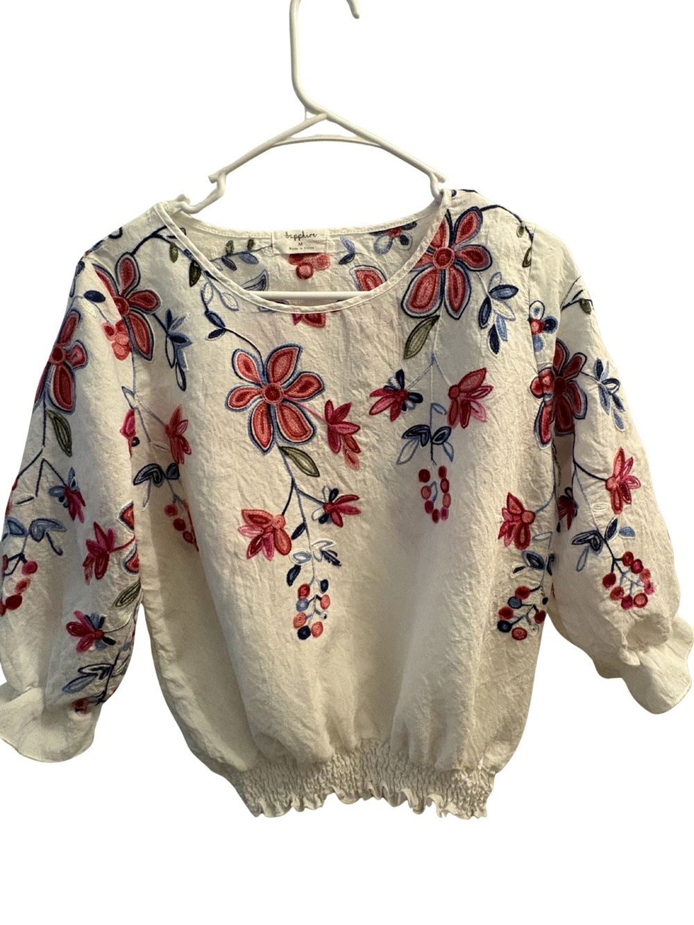 Floral Embroidered Peasant Blouse